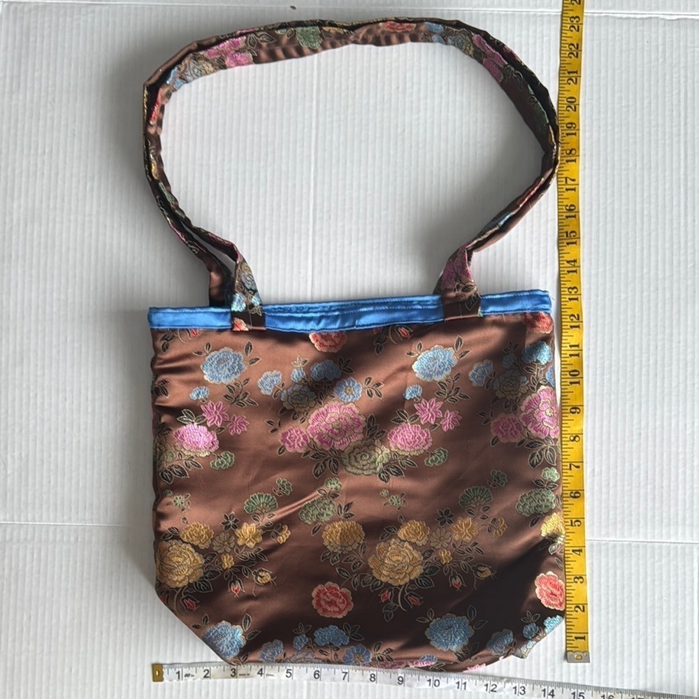Floral Brown bucket bag handmade - Picture 5 of 5